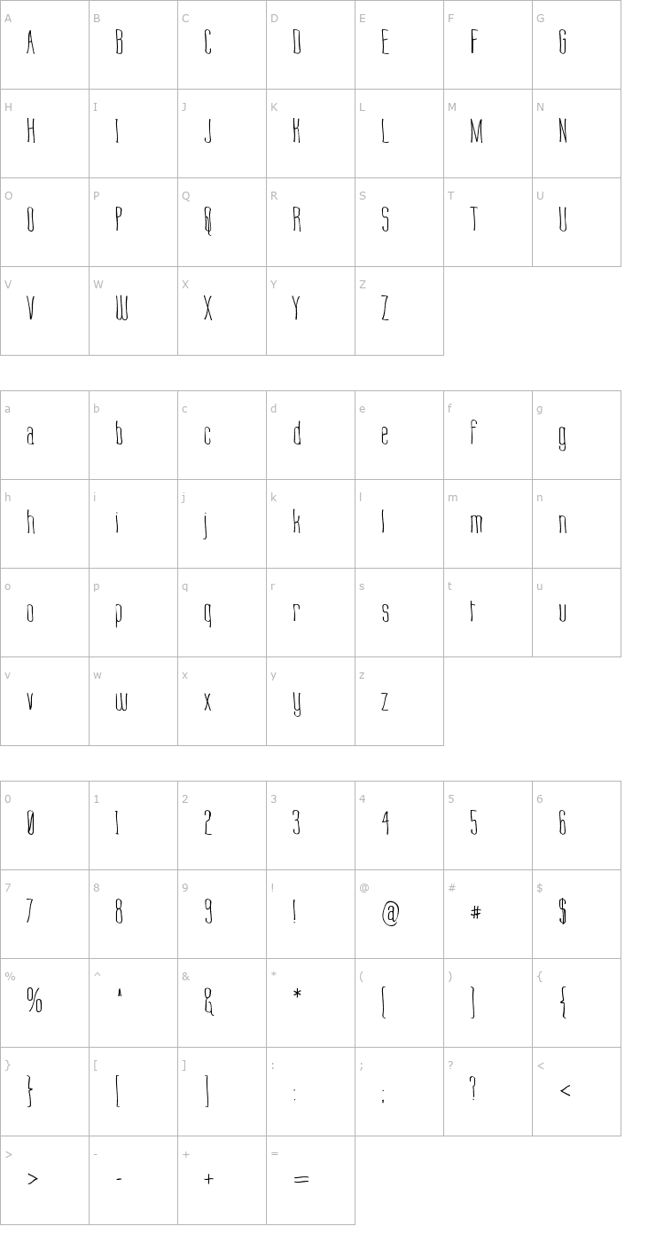 Character Map Labtop Warp 1 Font