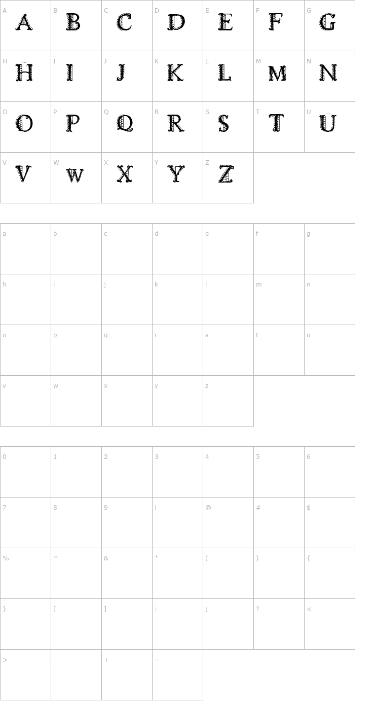 Character Map LACETRIM Font