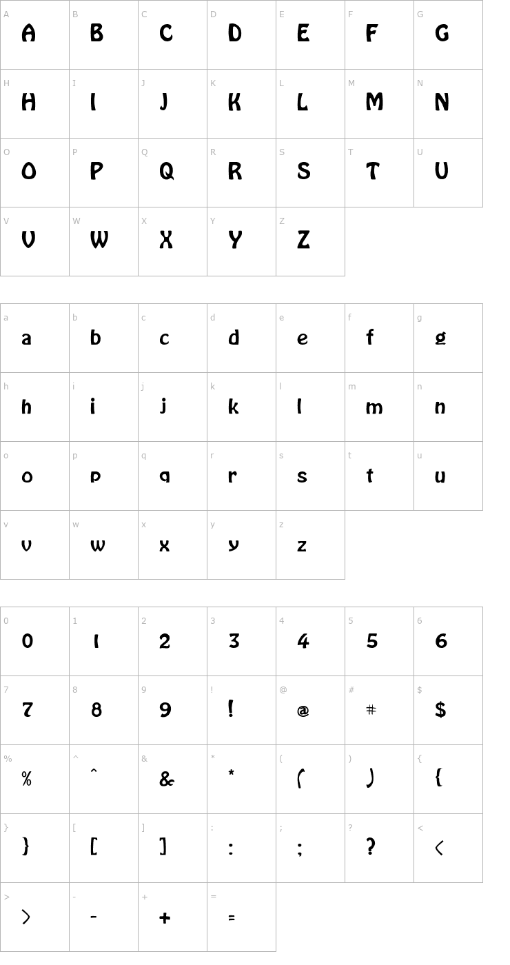 Character Map LaCosta Font