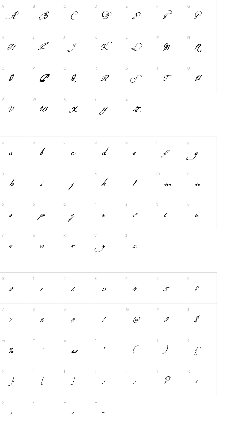 Character Map LaDanse Font