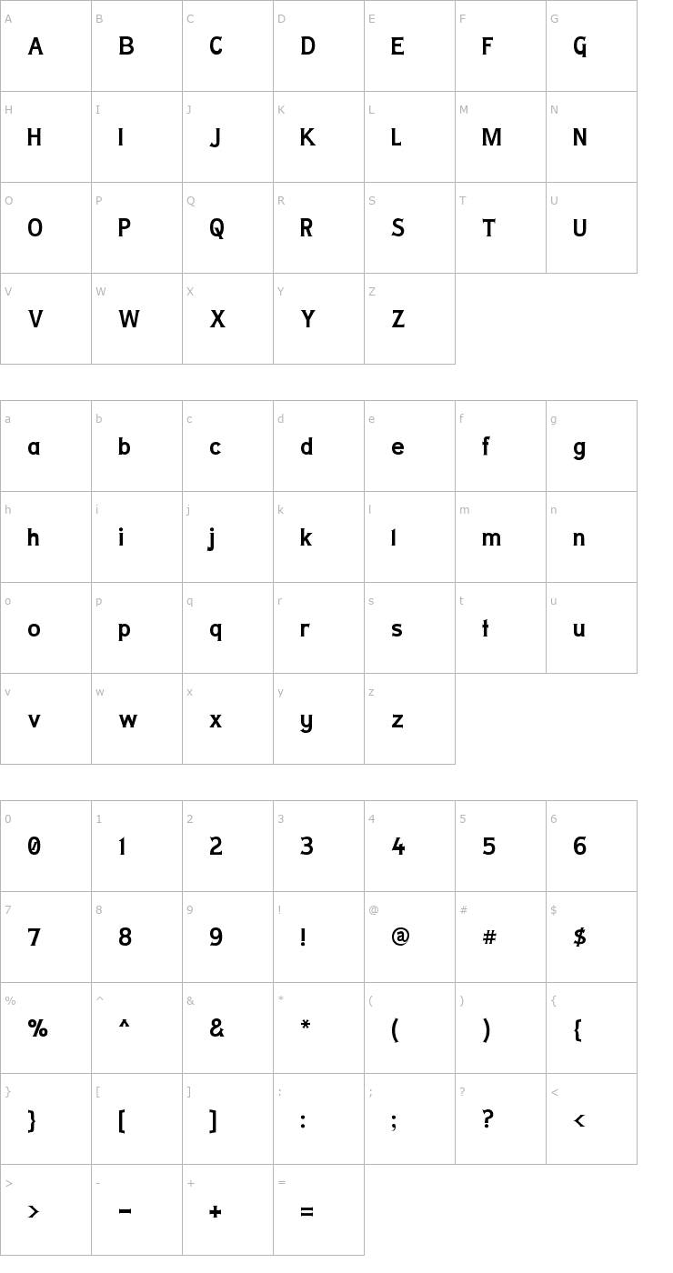 Character Map Lady Copra Alternate Font