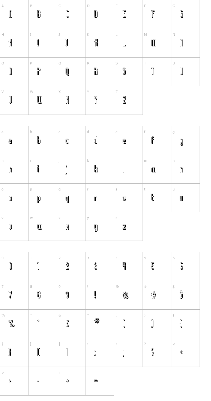 Character Map Lady Ice - 3D Font