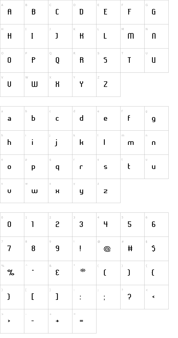 Character Map Lady Ice - Expanded Font