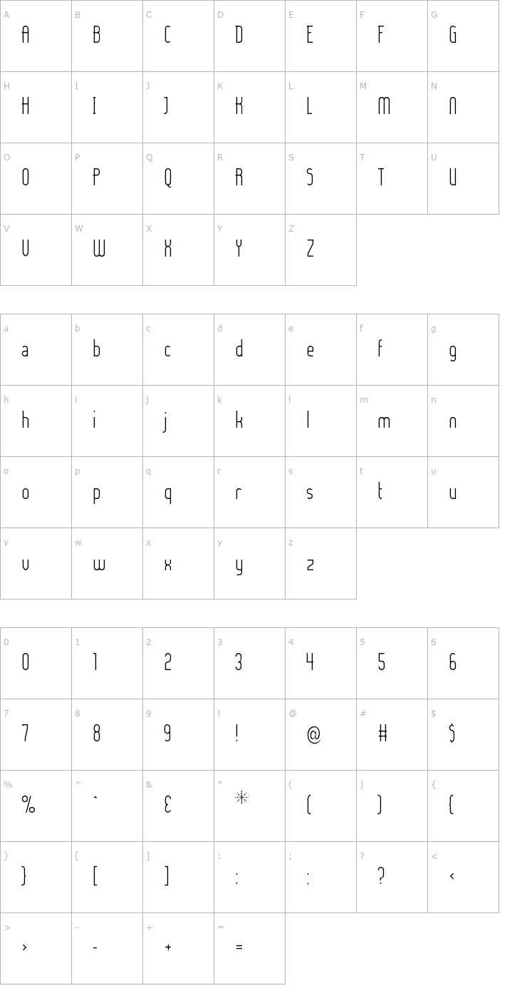 Character Map Lady Ice - Light Font