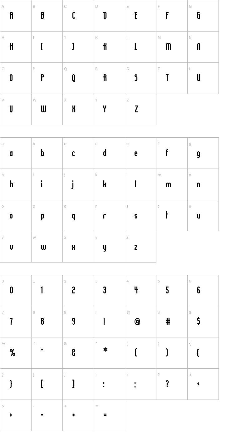 Character Map Lady Ice Revisited Bold Font