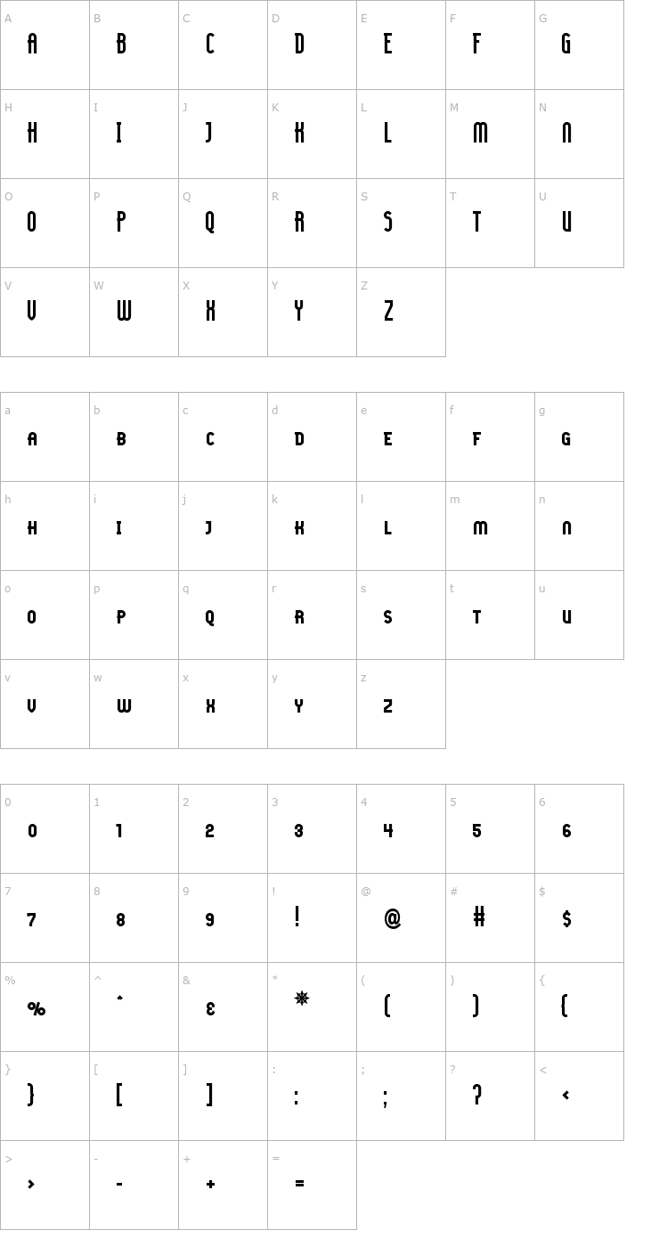 Character Map Lady Ice - SC Bold Font