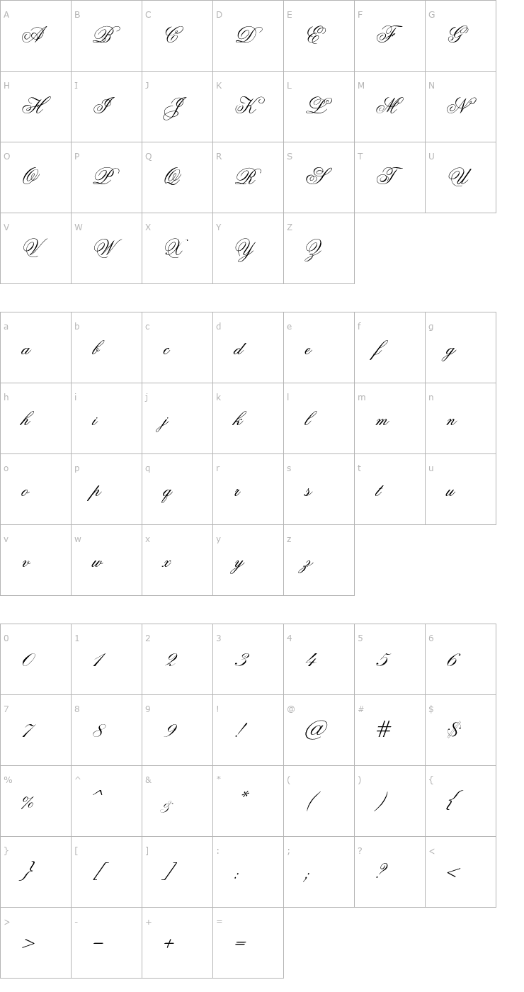 Character Map LaJollaES Font