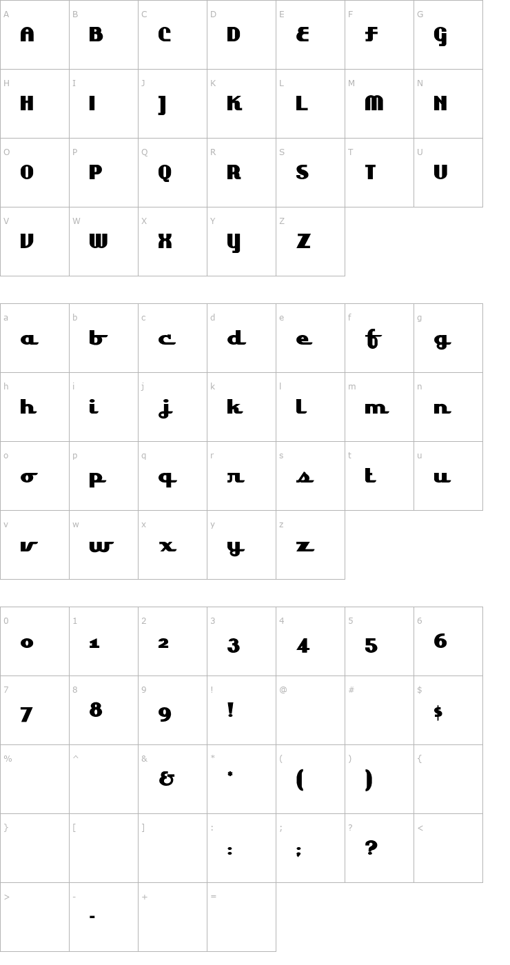 Character Map LakeshoreDrive Font