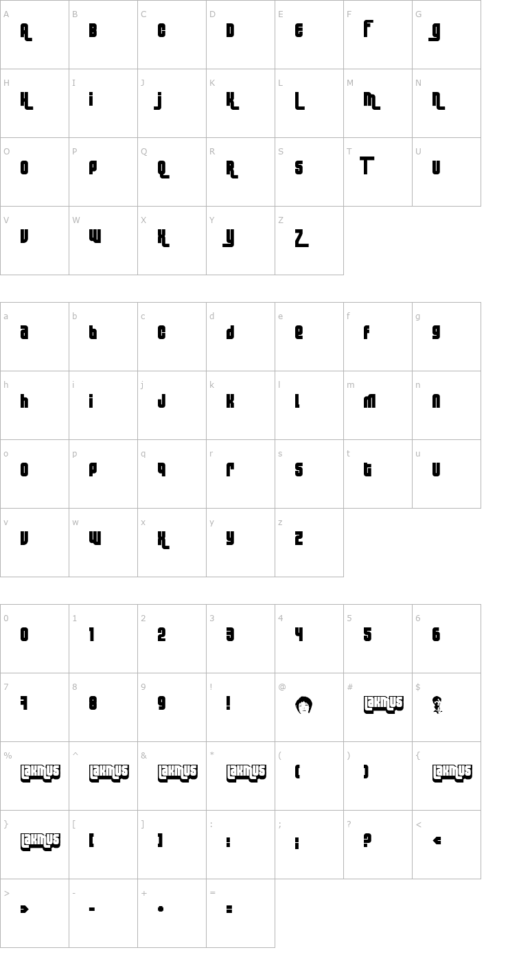 Character Map Lakmus Font