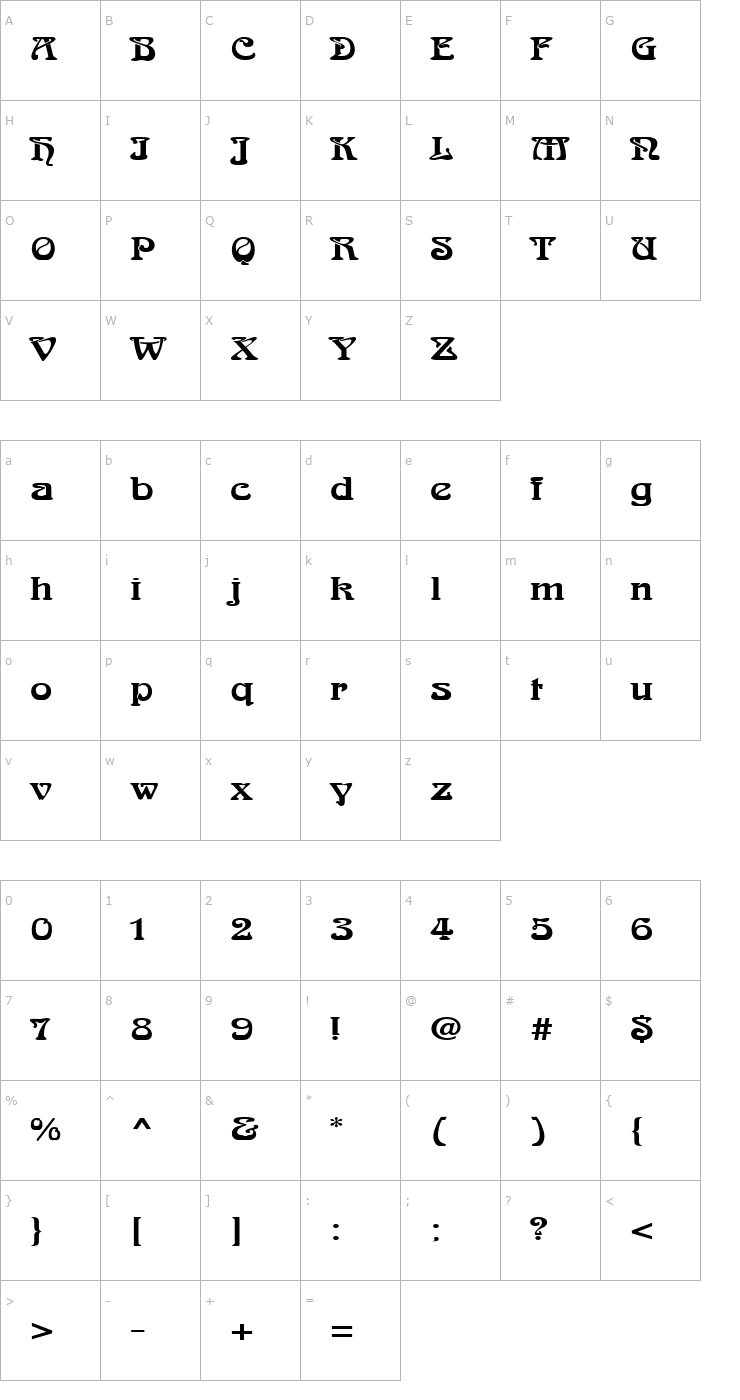 Character Map Lalique Black Font