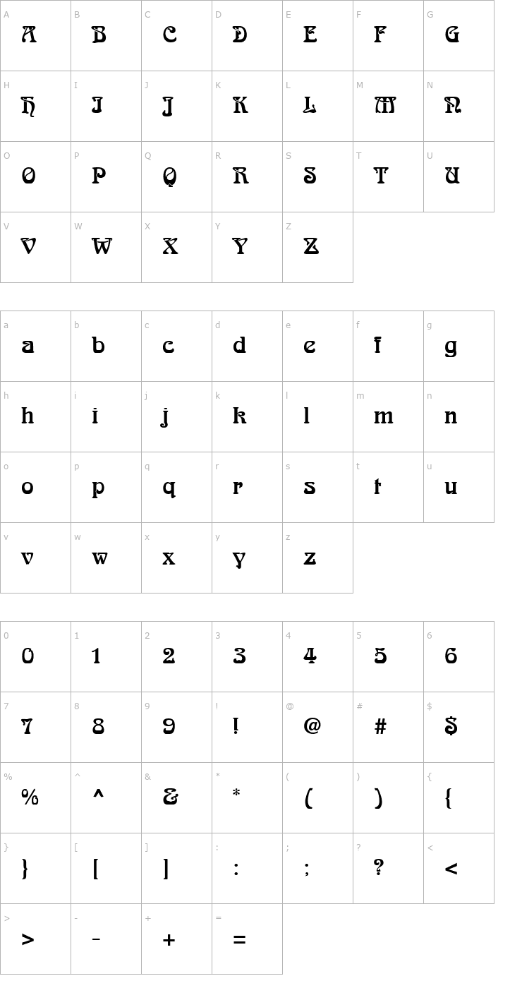Character Map Lalique Font
