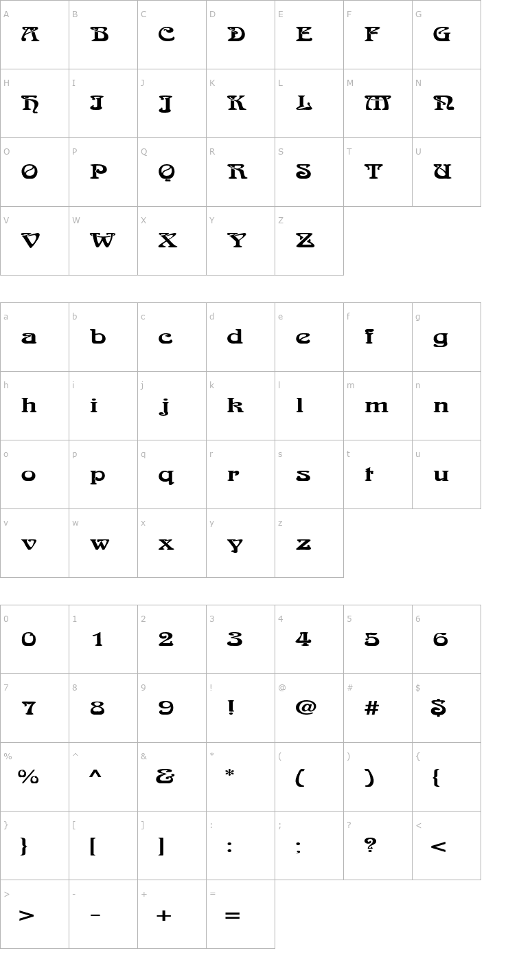 Character Map LaliqueExtended Font