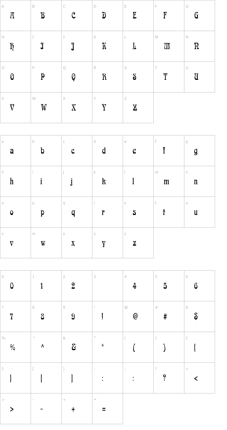 Character Map LaliqueLight Font