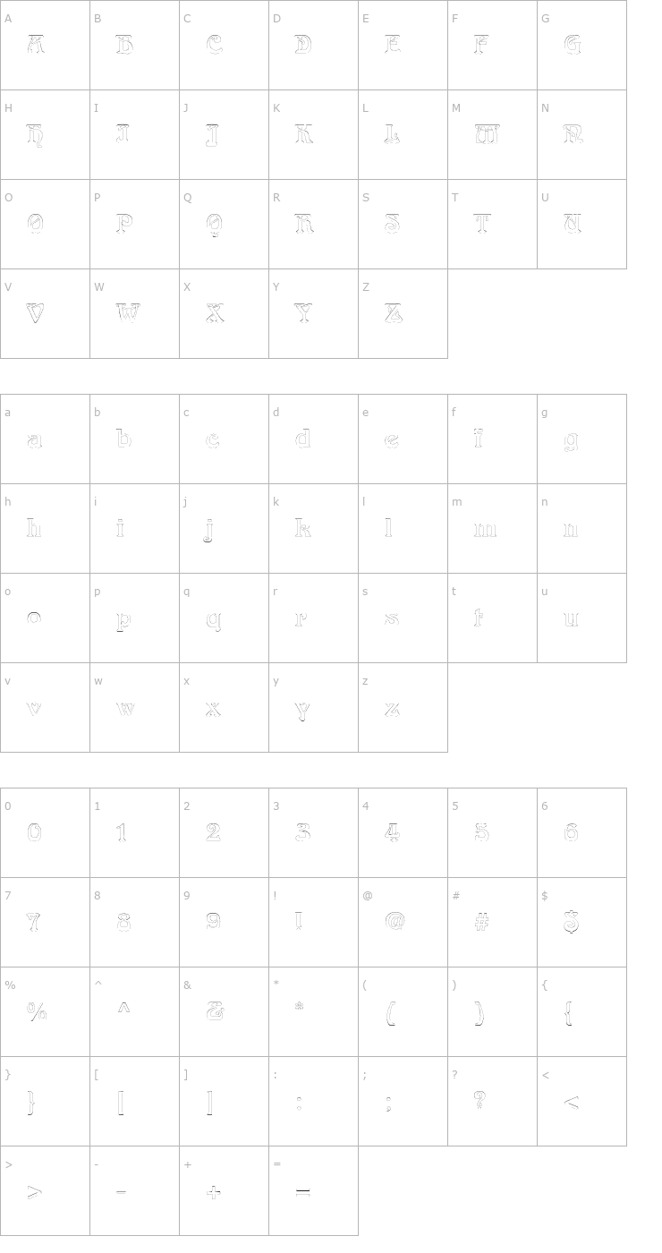 Character Map LaliqueOutline Font