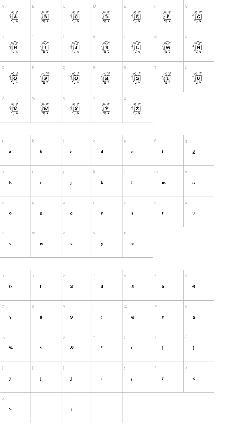 Character Map Lamb Becker Font