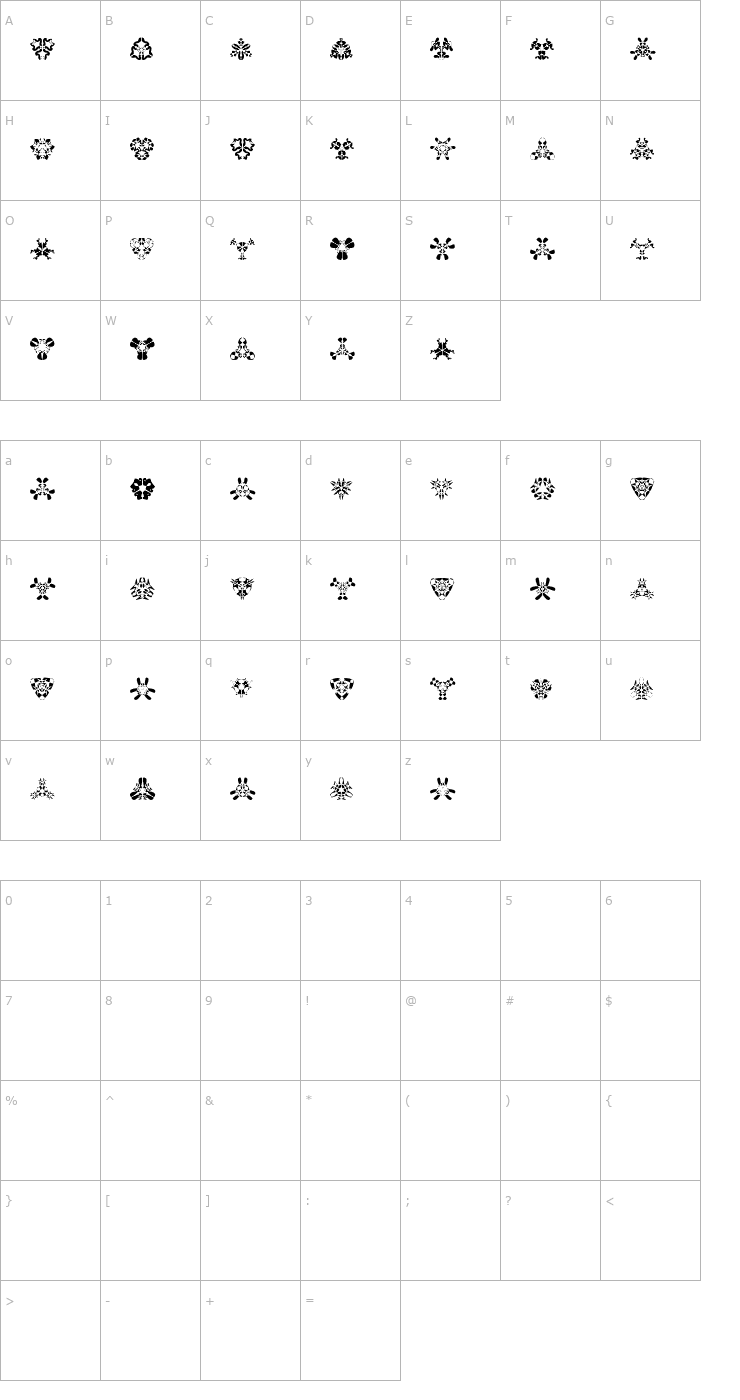 Character Map LaMorte7 Font