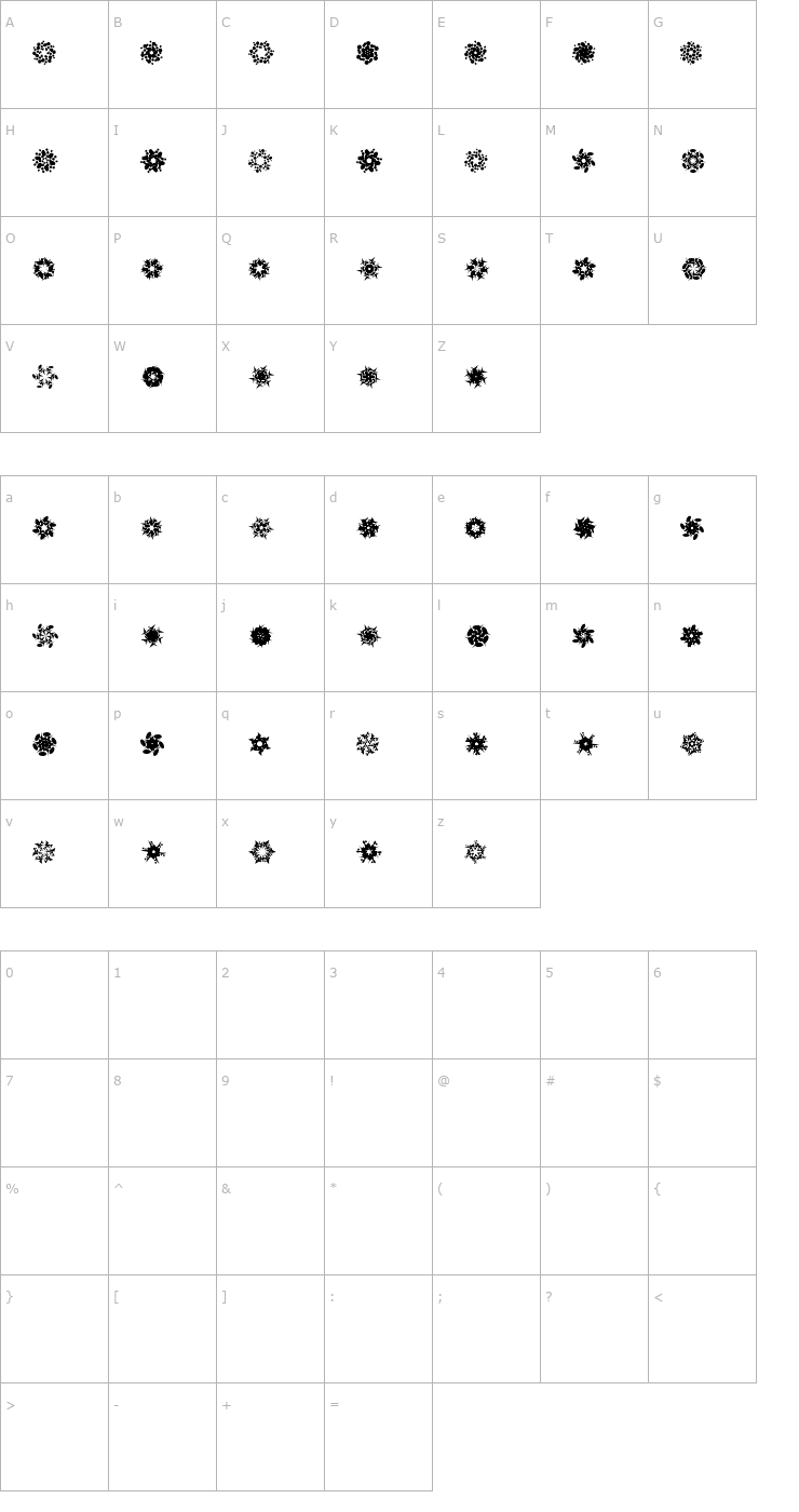 Character Map LaMorte9 Font