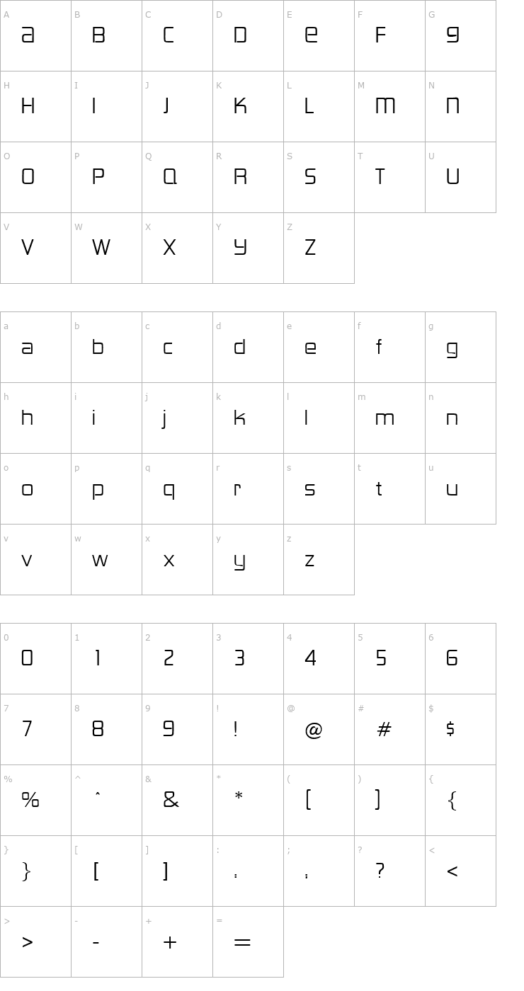 Character Map Lancester-Regular Font
