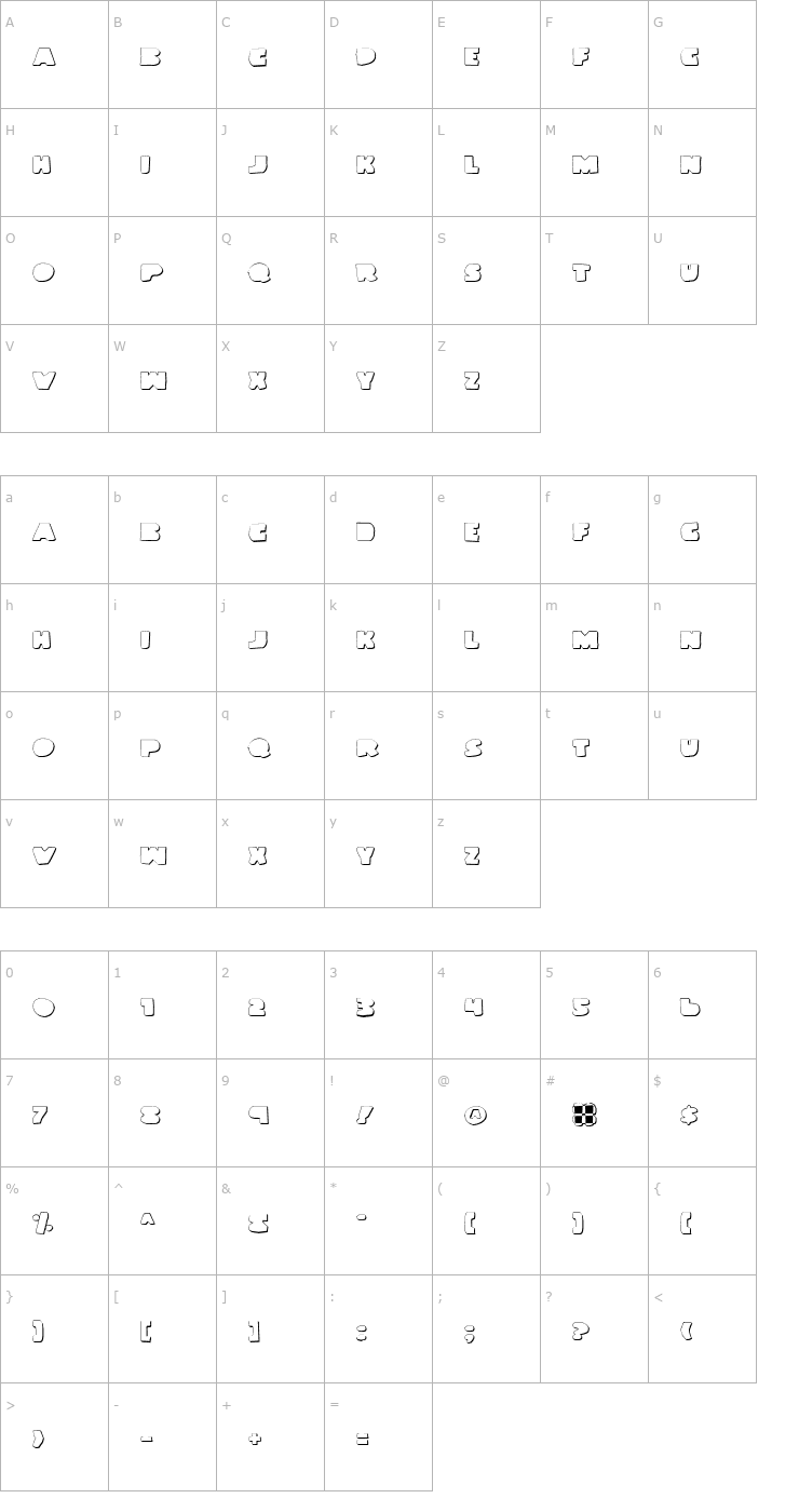 Character Map Land Whale Outline Grunge Font