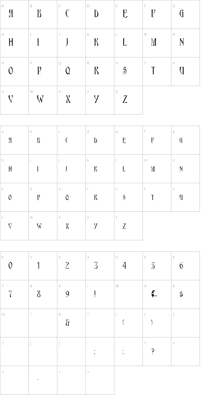 Character Map Landover Font