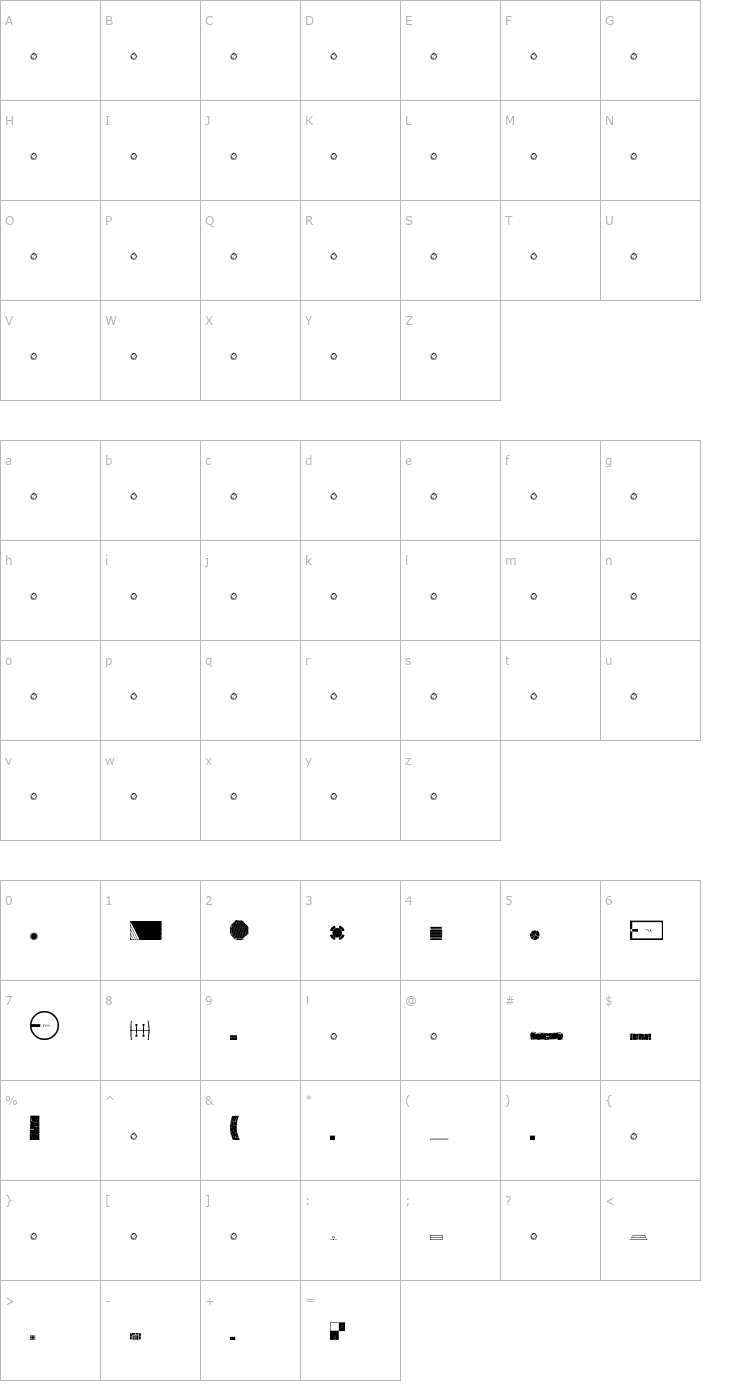 Character Map Landscape Planning Font