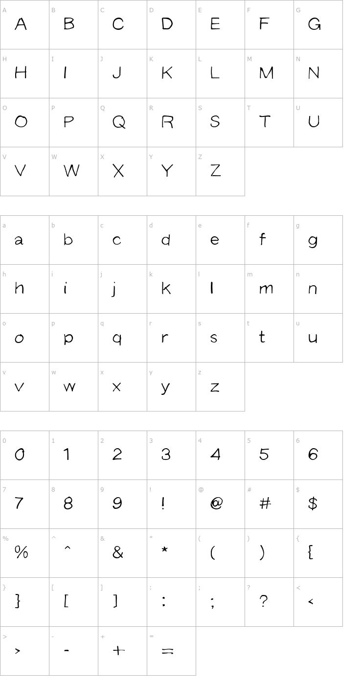 Character Map Langer Roman Font