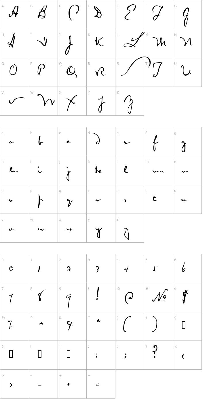 Character Map Lanier Regular Font