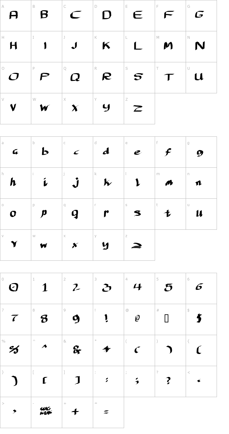 Character Map Lantfnask Font