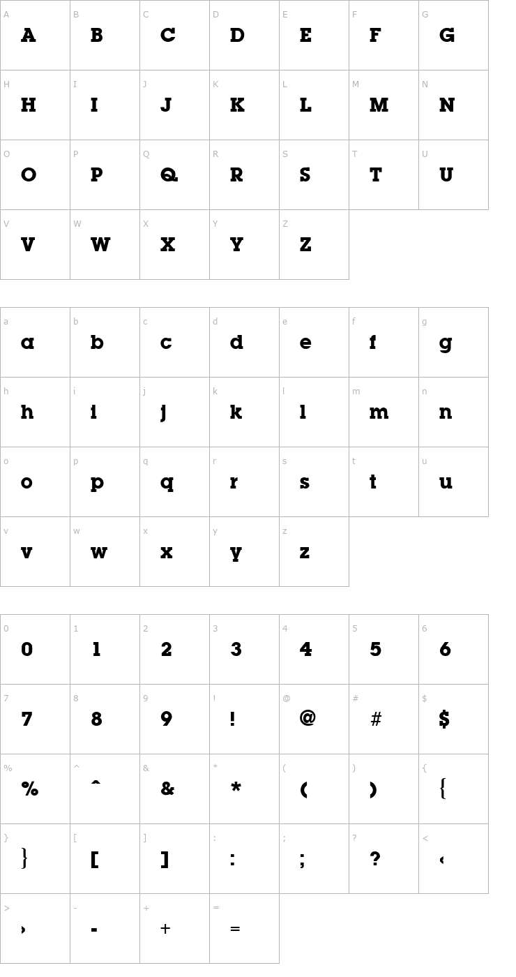 Character Map Lapland ExtraBold Font