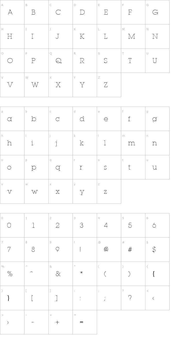 Character Map Lapland Light Font