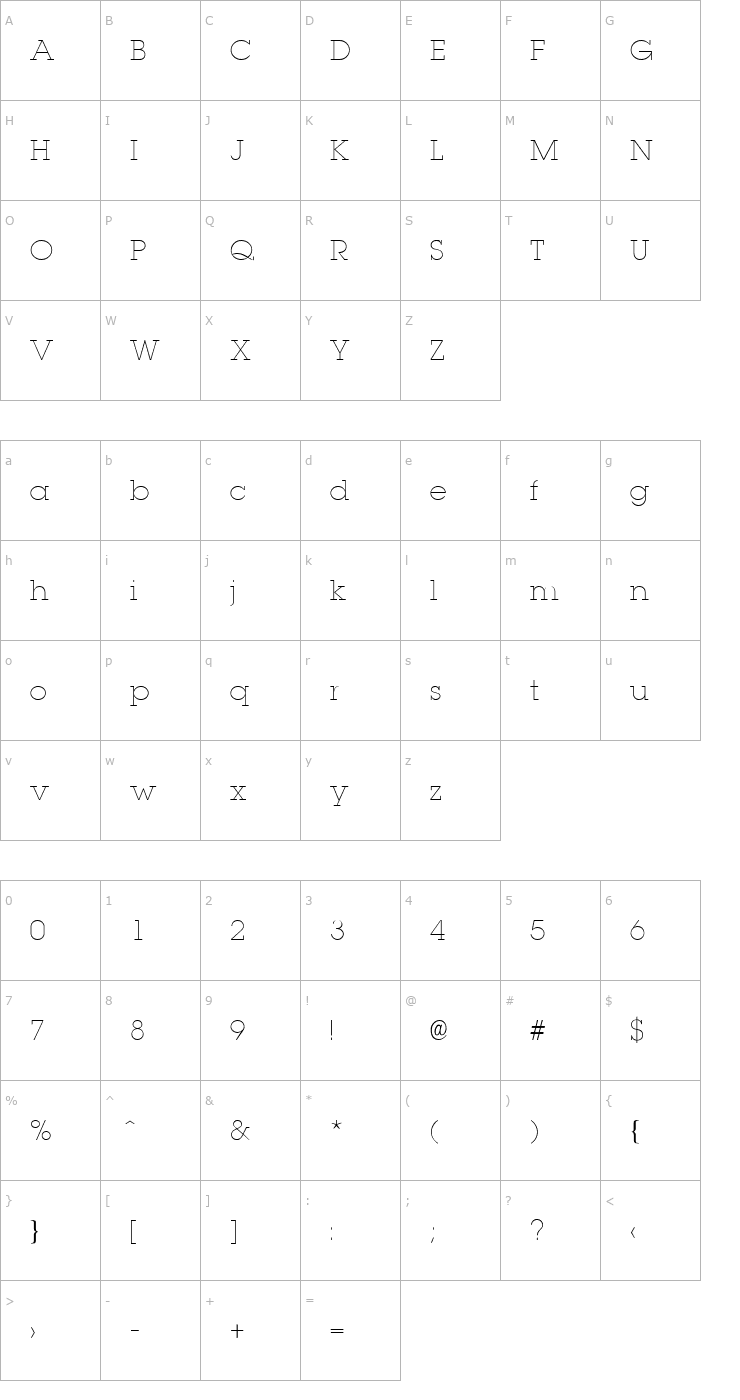 Character Map LaplandLight Font