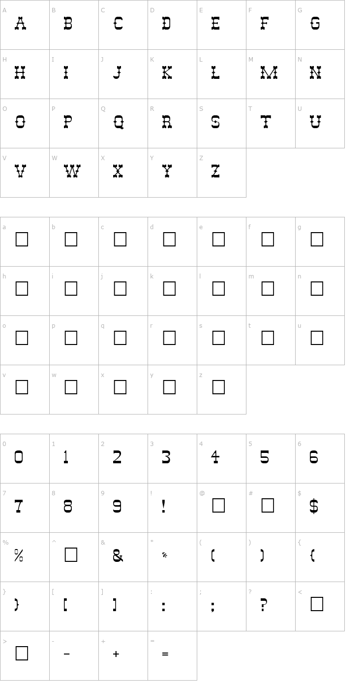 Character Map Laramie Font