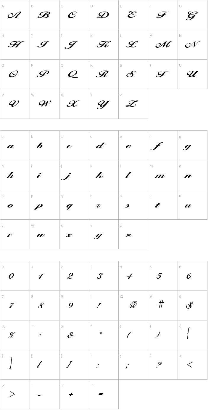 Character Map Larisima Bold Font