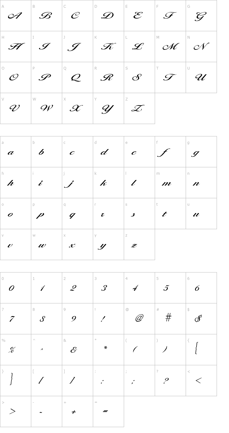 Character Map Larisima Regular Font