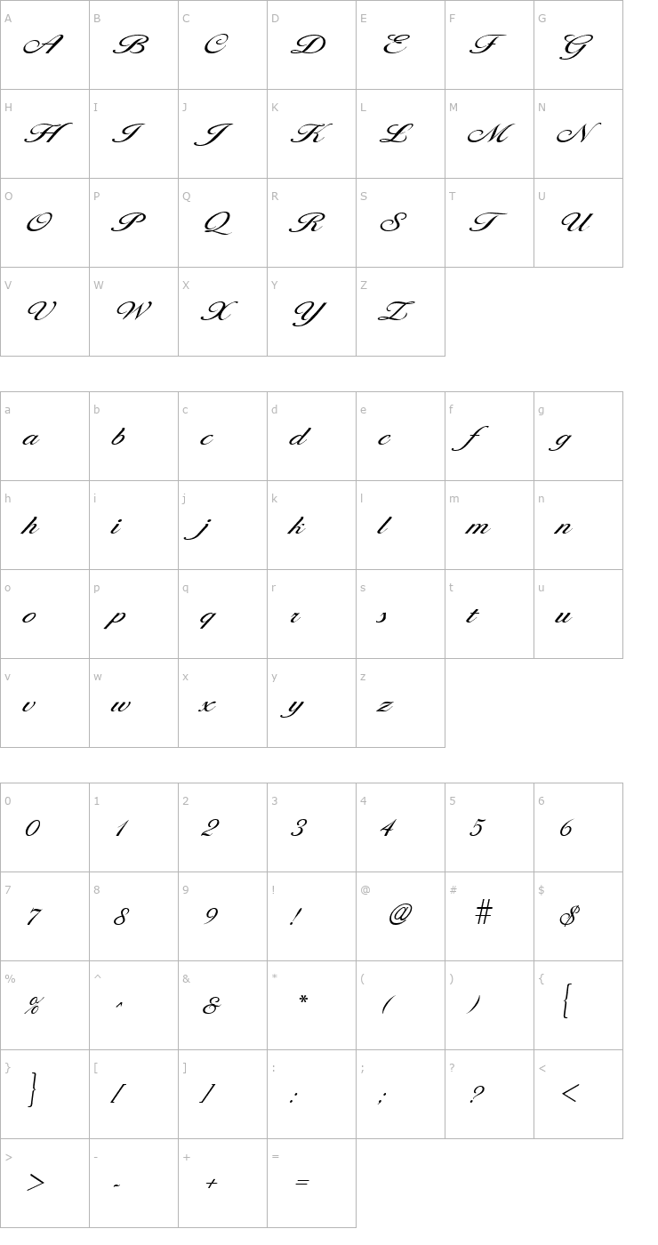 Character Map LarisimaLight Regular Font