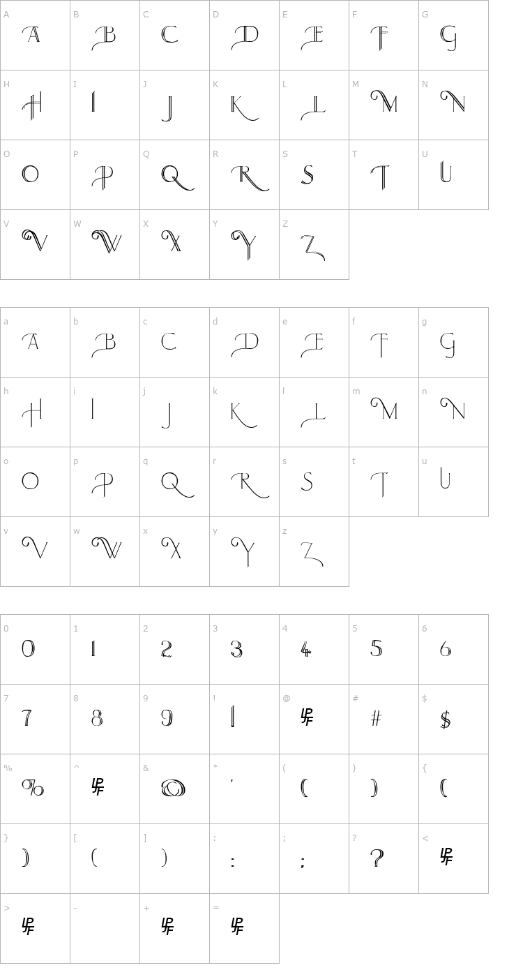 Character Map Larkin Capitals Font