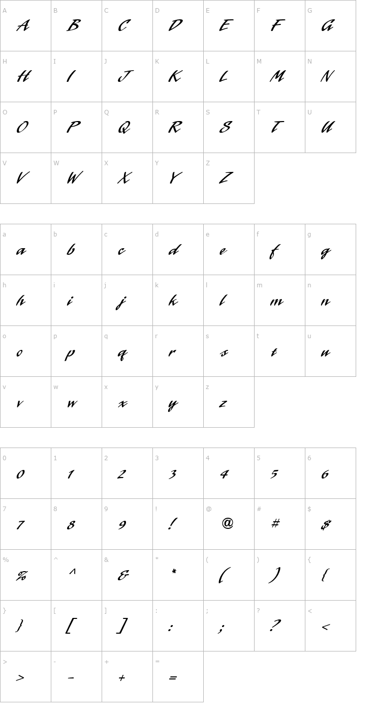 Character Map Laser ICG Alt Font