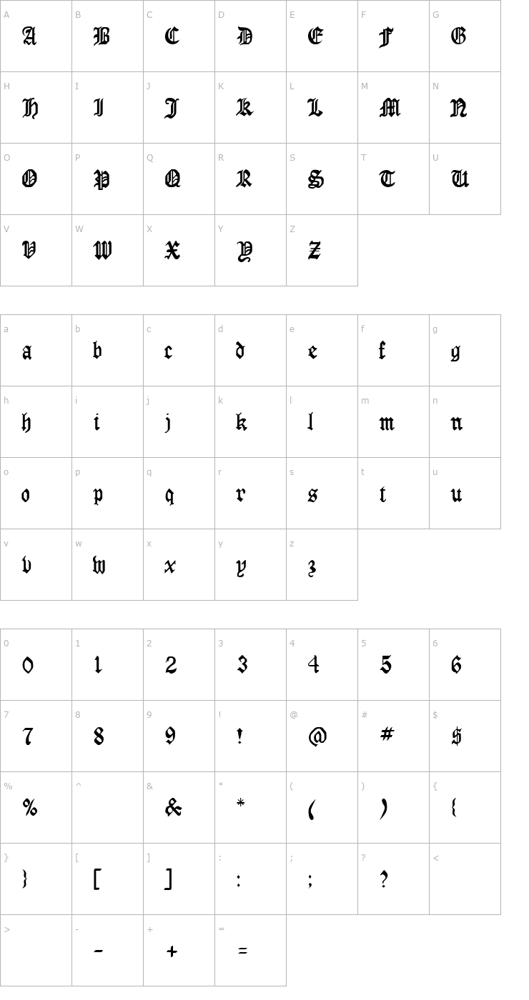Character Map LaserLondon Regular Font