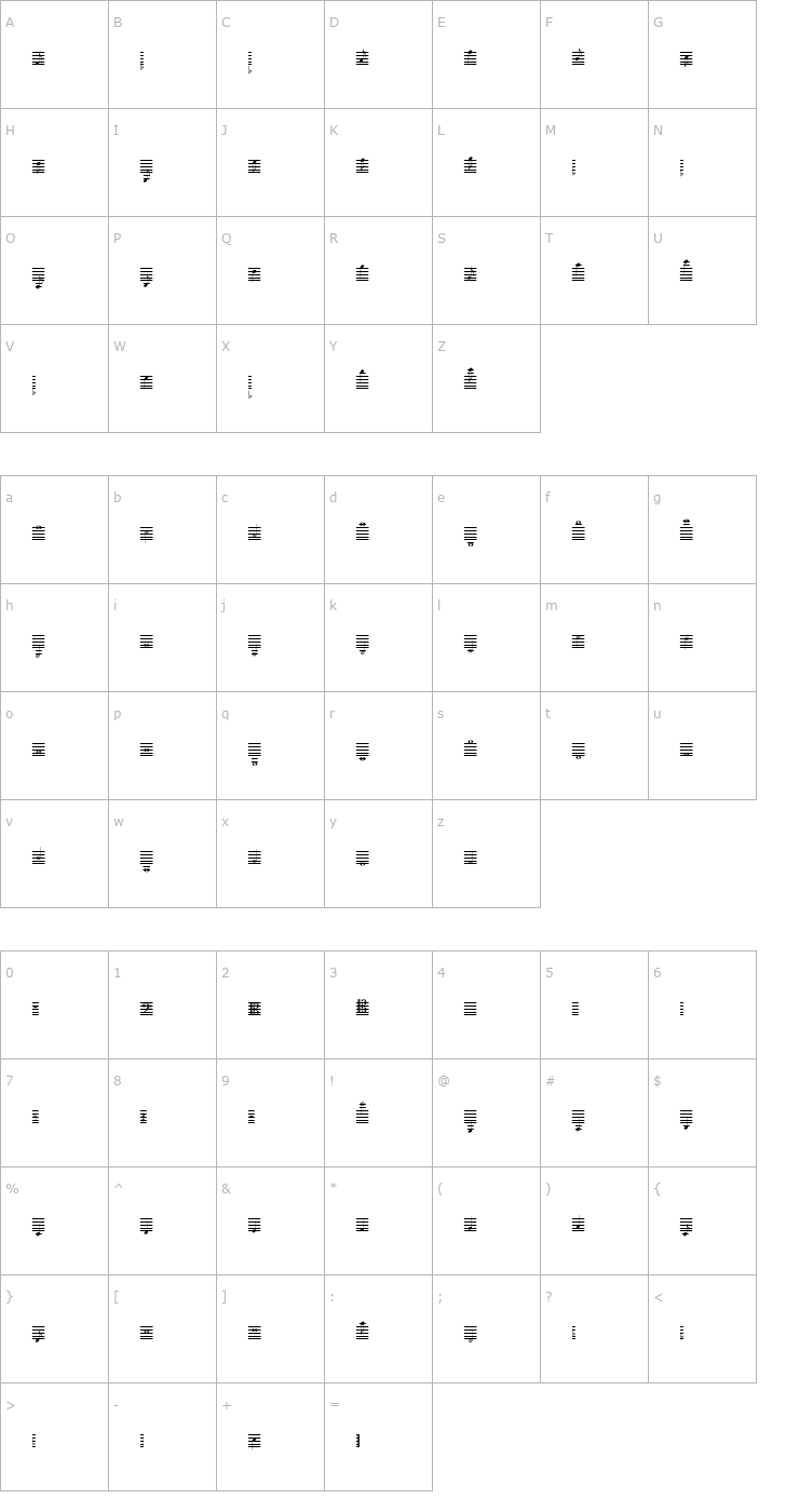 Character Map Lassus Medium Font