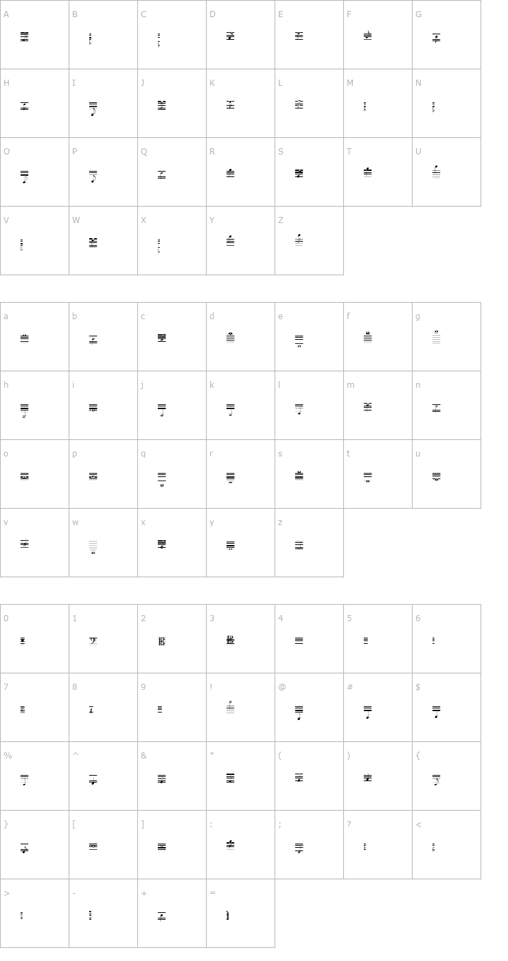 Character Map Lassus Regular Font