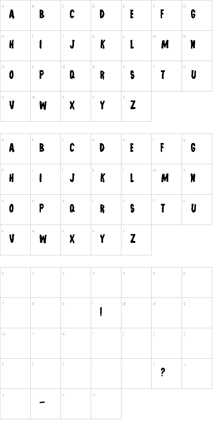 Character Map Last Man on Earth Font
