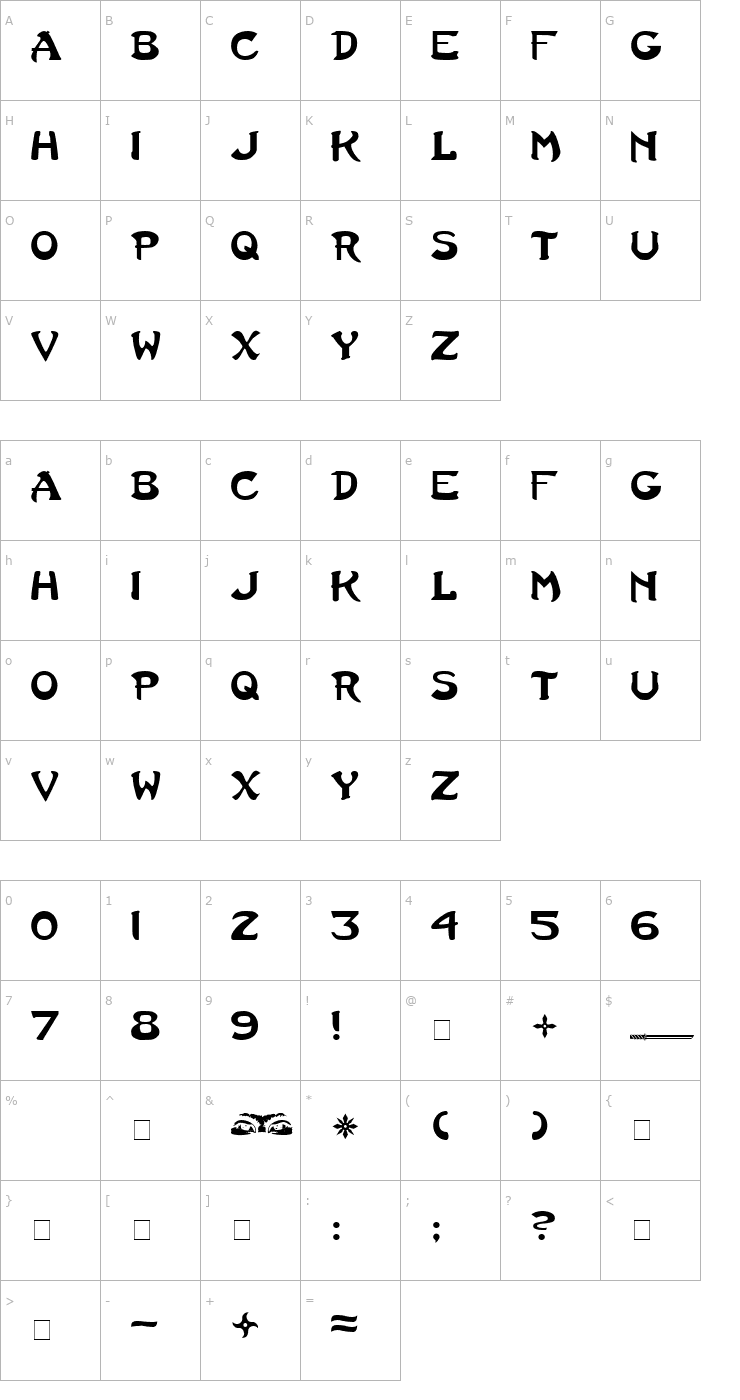 Character Map Last Ninja Font