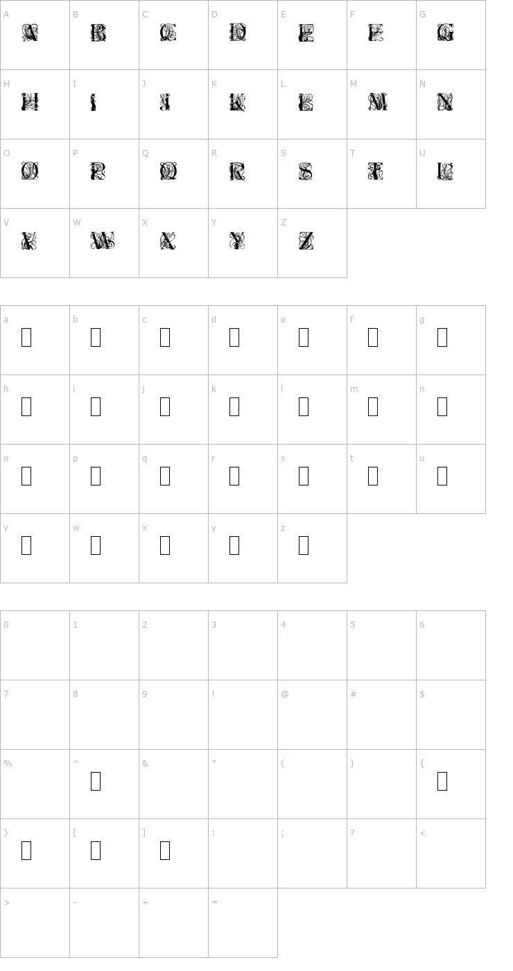 Character Map Last Rites 1 Font
