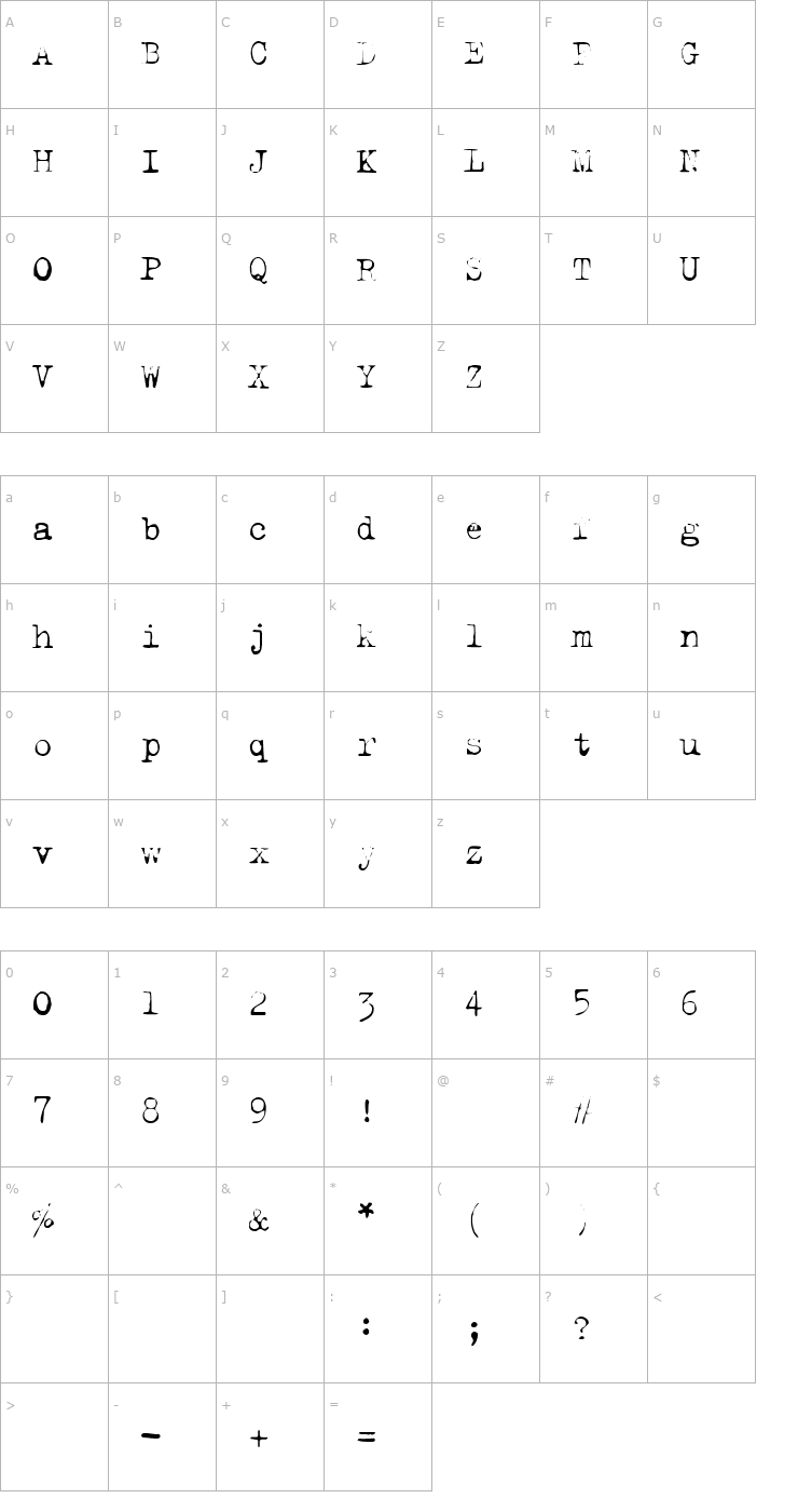 Character Map Last Words Thin Font