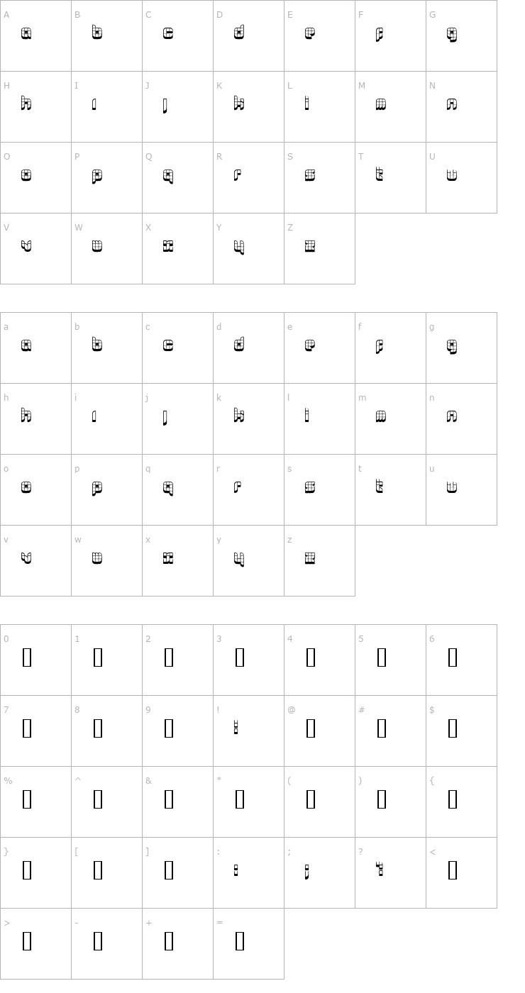 Character Map Lastu #2 Font
