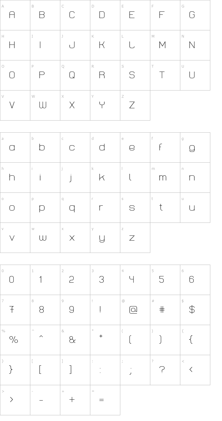 Character Map Lastwaerk light Font