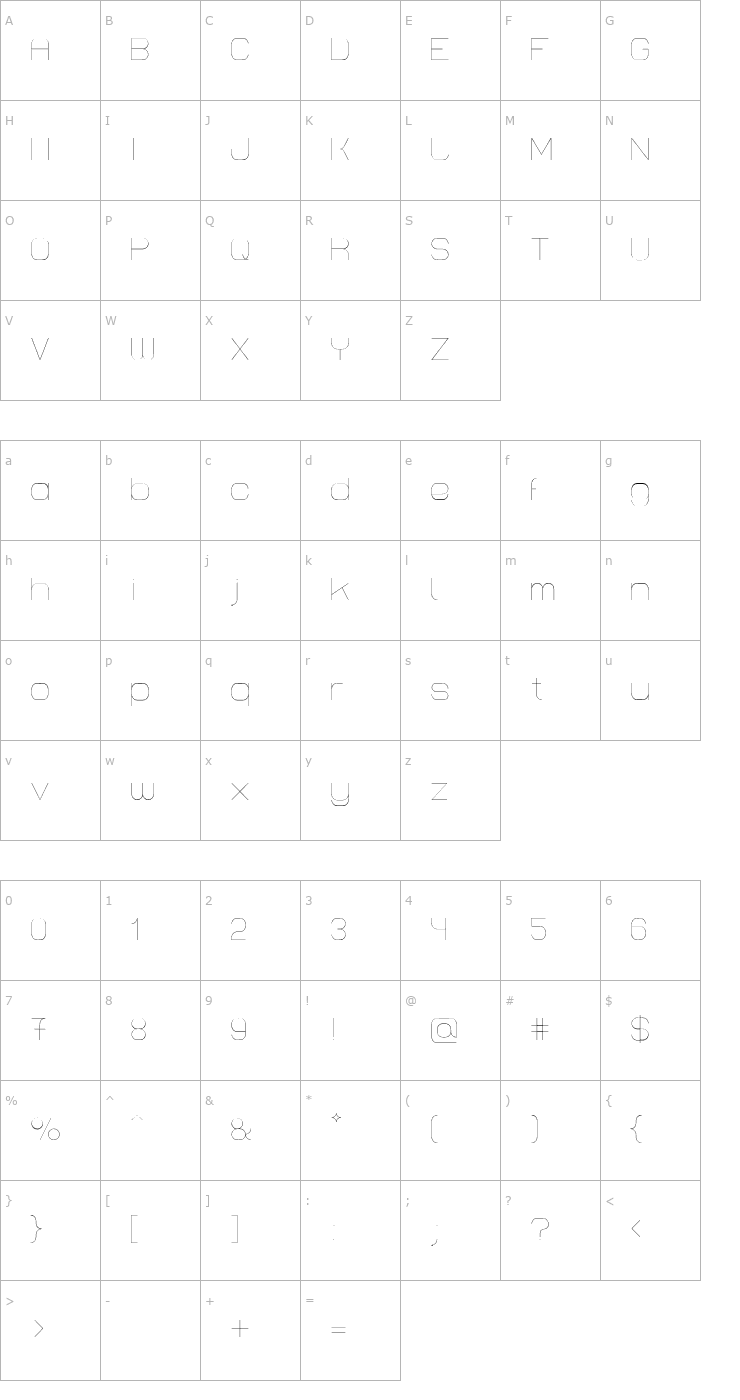 Character Map Lastwaerk thin Font