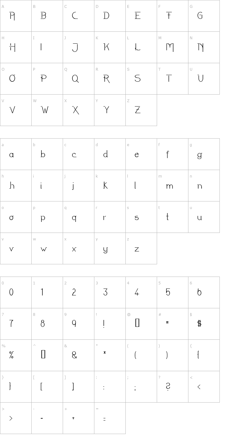 Character Map LateNite Font