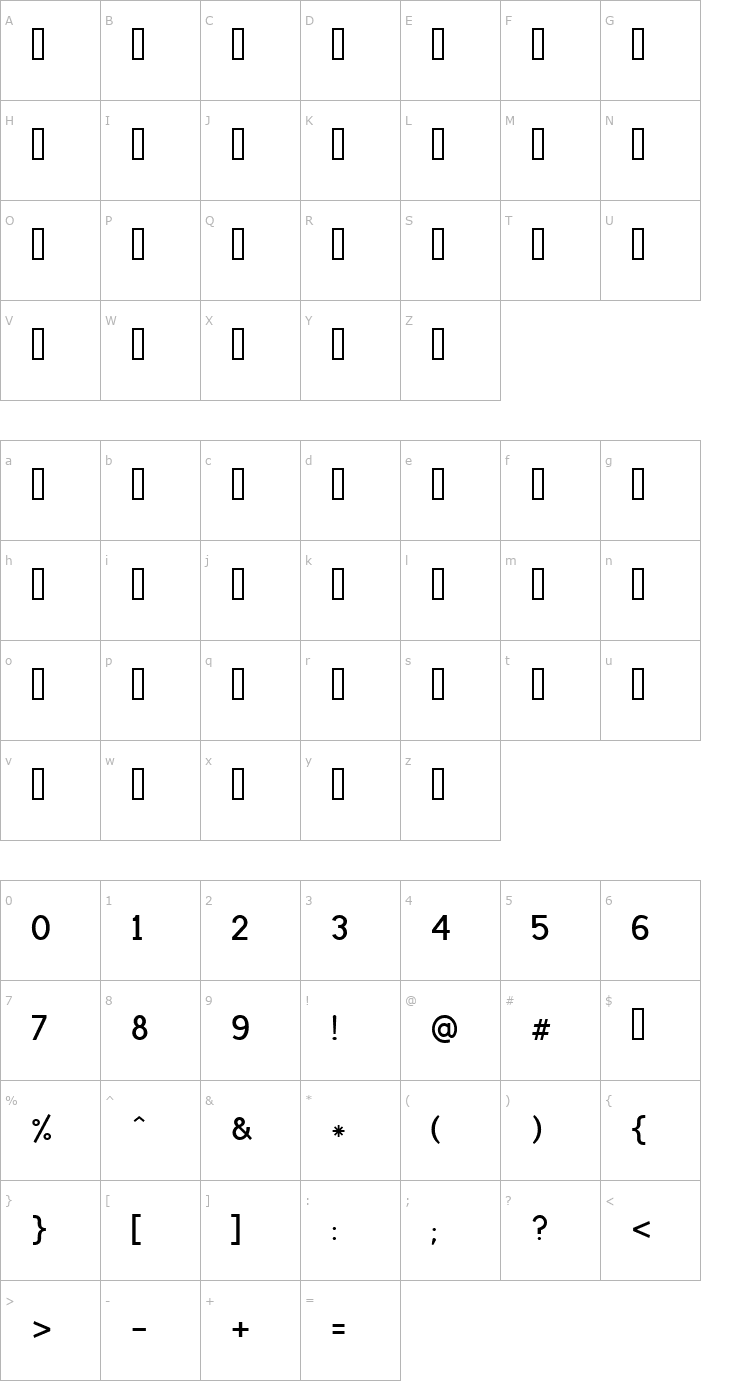 Character Map Latha Font