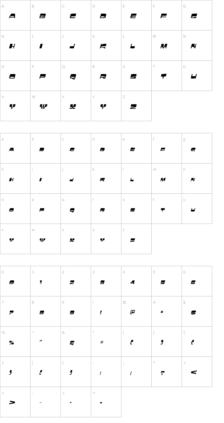 Character Map Laughin Italic Font